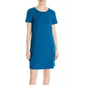 Eileen Fisher Jersey Tee Dress Blue Short Sleeve XS